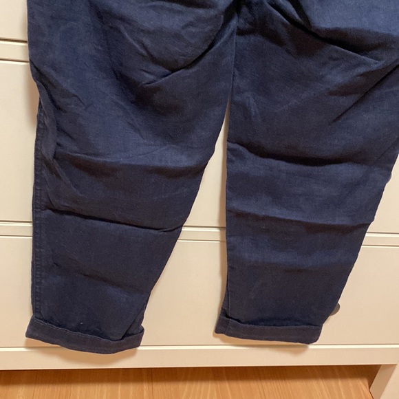 Athleta size 4 navy linen fatigue drawstring tapered pants. - Picture 5 of 8